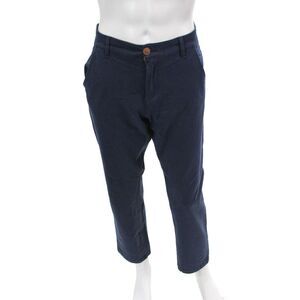 Mugsy Mens Zipper Fly Pleated Straight Leg Moragns Pants Navy Size 34x30